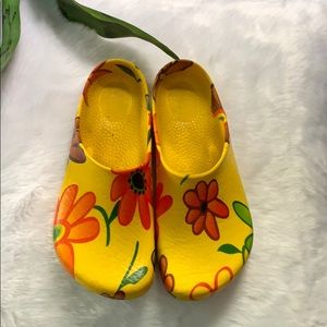 Birkenstock Yellow Floral Polyurethane Clogs